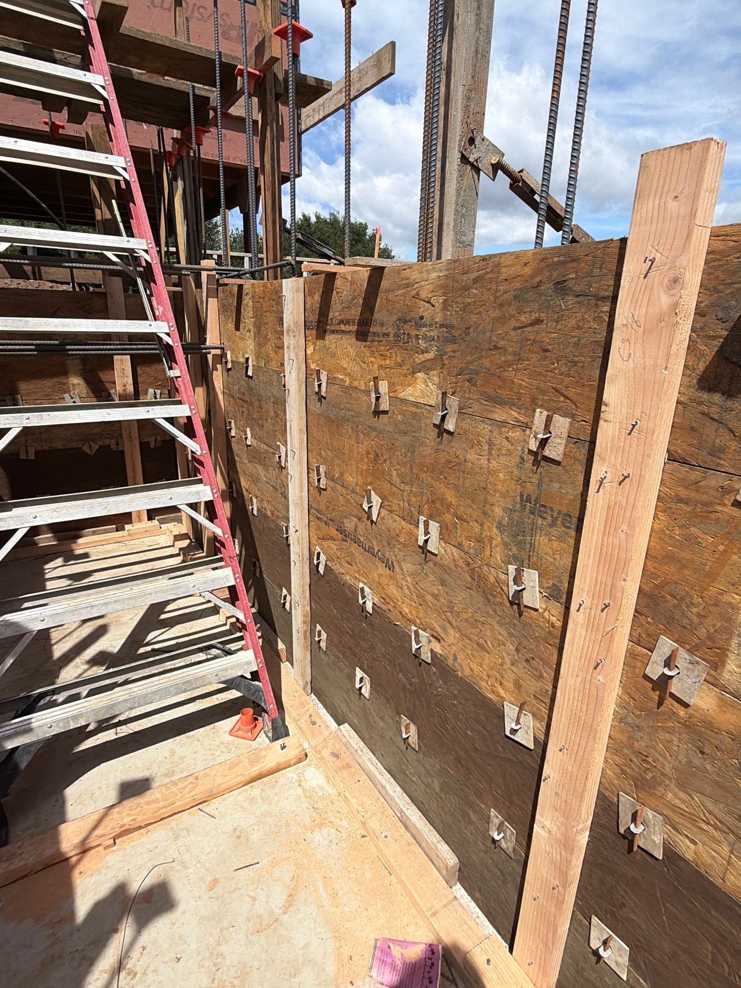 Formboards set and ready before cistern wall pour