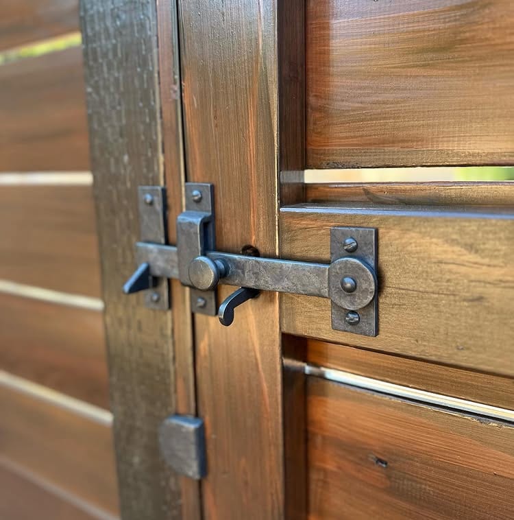 Hand-forged iron gate hardware